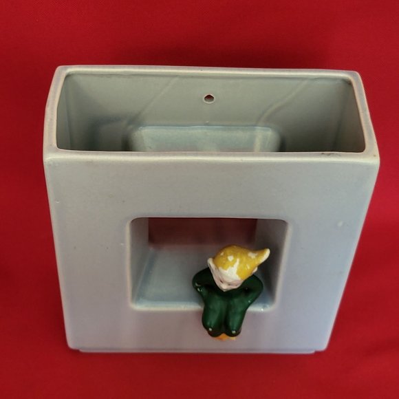 VTG 3D Pixie Elf Wall Pocket Planter Vase Open Square - Picture 6 of 13